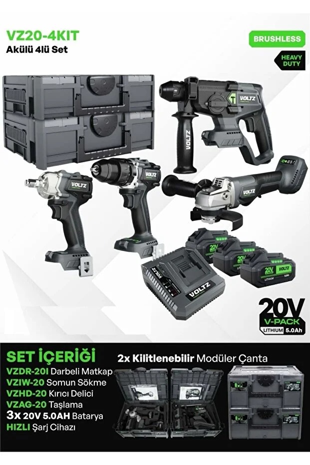  VZ20-4KIT AKÜLÜ DÖRTLÜ SET