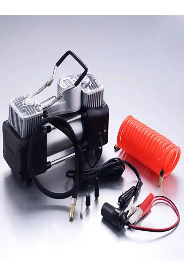 MOONSHOP Pro Seri Çelik Gövde Çift Pistonlu 12 V 150 Psi Dakikada 85 Lt Araç Araba Lastik Bot Şişirme